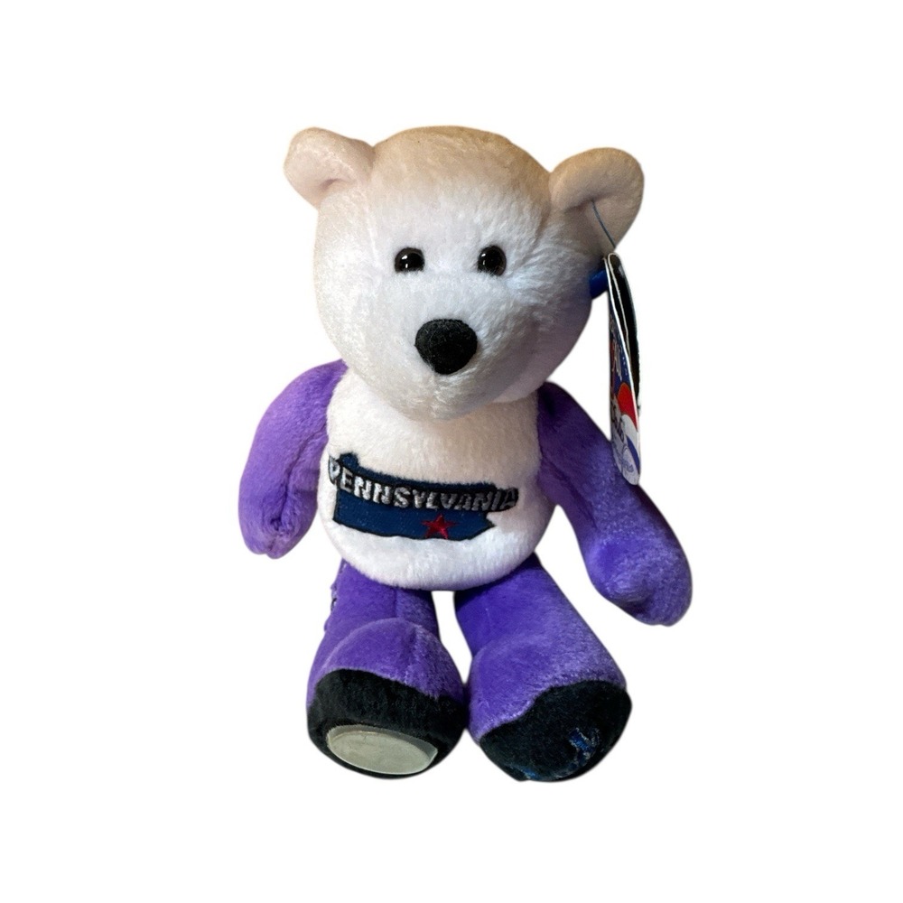 Limited Treasures Pennsylvania State‎ Quarter Coin Bear Plush 2002 PA Purple NWT